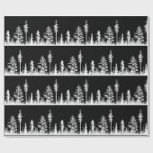 白黒雪の冬の森（大） ラッピングペーパー (フラット)