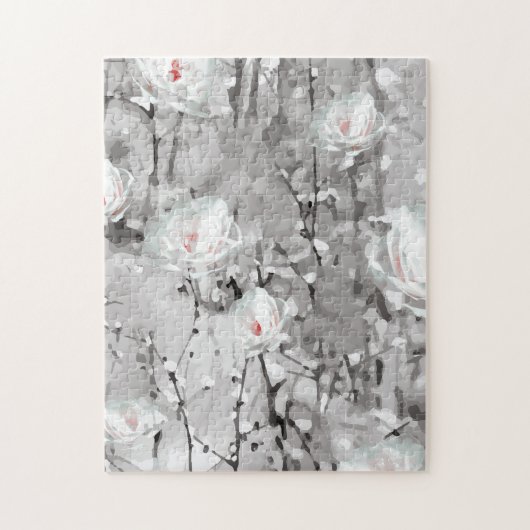 白黒雪の抽象芸術 ジグソーパズル (縦)