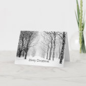 白黒雪の木々のクリスマス シーズンカード (正面)