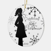 白黒雪片の妊娠のオーナメント セラミックオーナメント (左)