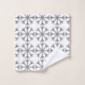 白黒雪片パターン-。 バスタオルセット (ウォッシュタオル)