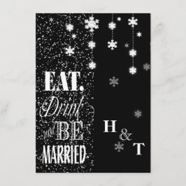 白黒雪食べ結婚結婚した飲料 招待状