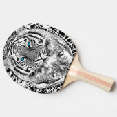 白黒青い目のトラのグラフィック 卓球ラケット (横)