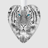 白黒青い目のトラは縞で飾ります オーナメント (正面)