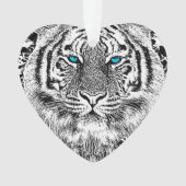 白黒青い目のトラは縞で飾ります オーナメント (正面)