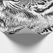 白黒青い目の野生のトラの顔 ラッピングペーパー (角)