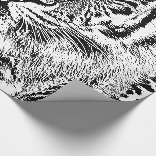 白黒青い目の野生のトラの顔 ラッピングペーパー (角)