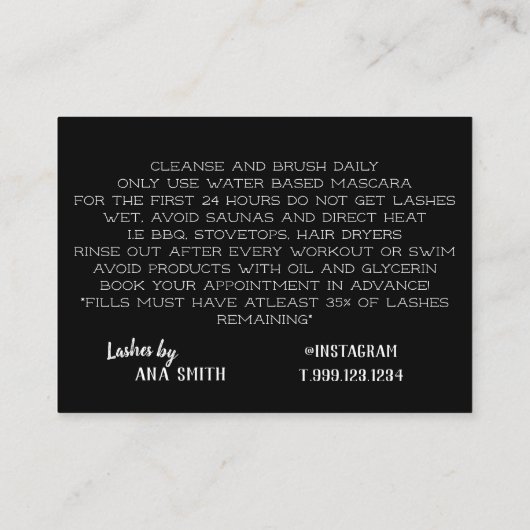 白黒鞭のアフターケアカード 名刺 (裏面)