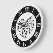 白黒音楽はハートの柱時計に注意します ラージ壁時計 (傾斜)