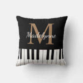 白黒音楽テーマピアノ鍵盤モノグラム クッション (裏面)