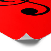 白黒音楽トレブルクレフ、 音符記号 ポスター (角)