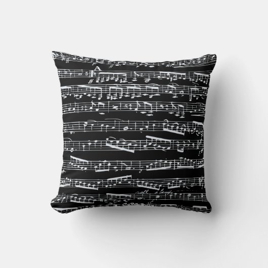 白黒音楽ノート クッション (正面)
