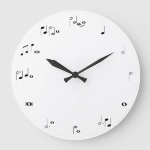 白黒音楽的なタイムレコーダー- ラージ壁時計