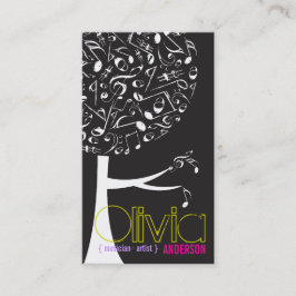 白黒音楽音符の歌はポップ・アートのな木を歌います 名刺