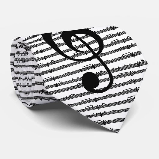 白黒音符トレブルクレフ、 音符記号ネクタイ ネクタイ (ロール)