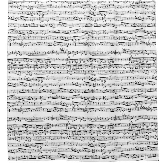 白黒音符 シャワーカーテン (正面)