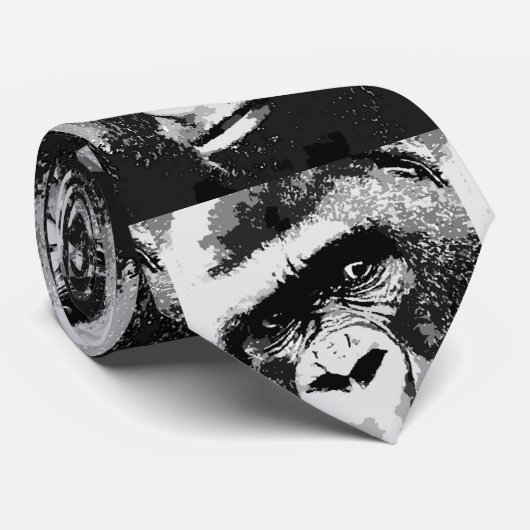 白黒顔のゴリラポップ・アートのアートネックタイ ネクタイ (ロール)