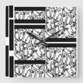 白黒顔ウォールクロック スクエア壁時計 (正面)