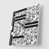 白黒顔ウォールクロック スクエア壁時計 (傾斜)