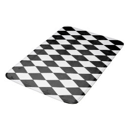 白黒風呂市松模様にマット バスマット
