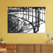 白黒風景炭スケッチ海辺 キャンバスプリント (インサイチュ (リビング))