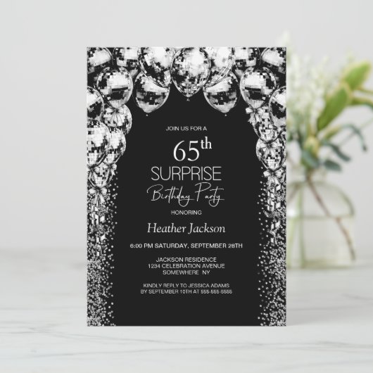 白黒風船サプライズ65th誕生日パーティー 招待状 (スタンド正面)