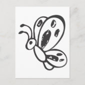 白黒飛んでいるスケッチの蝶 ポストカード (正面)