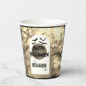 白黒食べドリンクとビィハッピーハローウィン 紙コップ (正面)