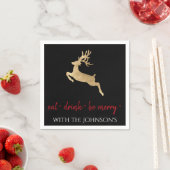 白黒食べドリンクベメリーレッド金ゴールド鹿 スタンダードカクテルナプキン (インサイチュ)