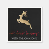 白黒食べドリンクベメリーレッド金ゴールド鹿 スタンダードカクテルナプキン (正面)