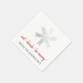 白黒食べドリンクBe赤メリー銀Snowflake スタンダードカクテルナプキン (角)