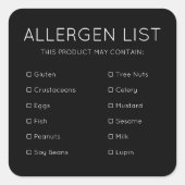 白黒食品安全アレルギー成分ベーカリー スクエアシール (正面)
