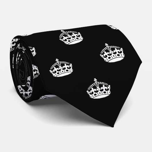 白黒首のタイ|は穏やかな王冠パターンを保ちます ネクタイ (ロール)