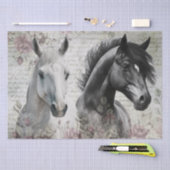 白黒馬のフローラの切り離し 薄葉紙 (クラフト)