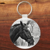 白黒馬スケッチ キーホルダー (正面)