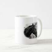 白黒馬スケッチ コーヒーマグカップ (正面右)