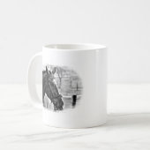 白黒馬スケッチ コーヒーマグカップ (正面左)