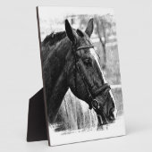 白黒馬スケッチ フォトプラーク (側面)