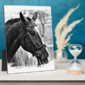 白黒馬スケッチ フォトプラーク (側面)