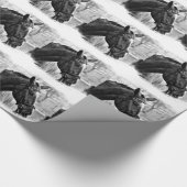 白黒馬スケッチ ラッピングペーパー (角)