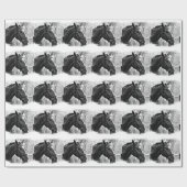 白黒馬スケッチ ラッピングペーパー (フラット)