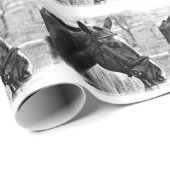 白黒馬スケッチ ラッピングペーパー (ロールコーナー)