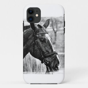 白黒馬スケッチ iPhone 11 ケース