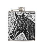 白黒馬ポートレートウマ科の術 フラスク (正面)