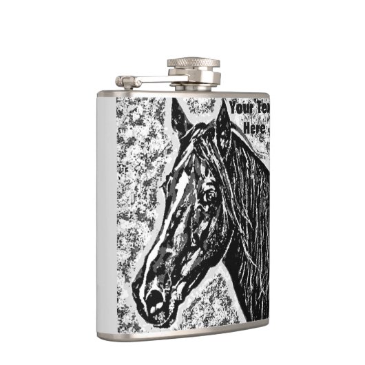 白黒馬ポートレートウマ科の術 フラスク (右)