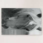 白黒馬写真 ジグソーパズル (横)