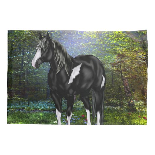 白黒馬絵を描馬 枕カバー (裏面)