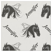 白黒馬頭名パーソナライズされた ファブリック (クローズアップ)