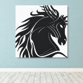 白黒馬頭 キャンバスプリント (インサイチュ (ウッドフロア))