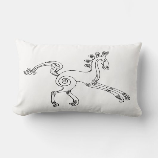 白黒馬 ランバークッション (正面)